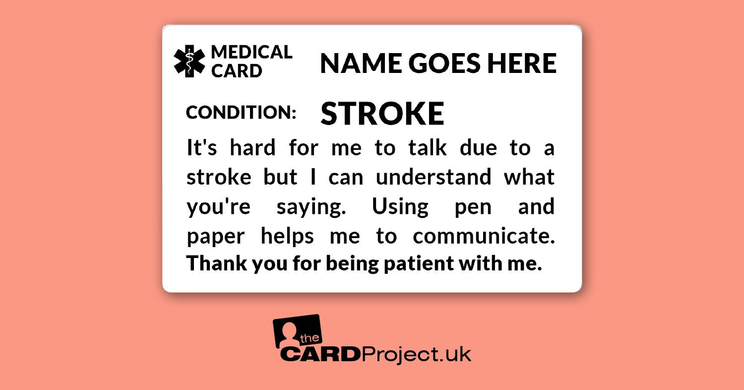 Stroke Awareness Mono Medical ID Alert Card   (FRONT)